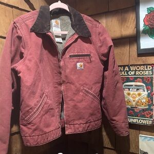 Carhartt Maroon Jacket with Dark Brown Collar (Women’s).